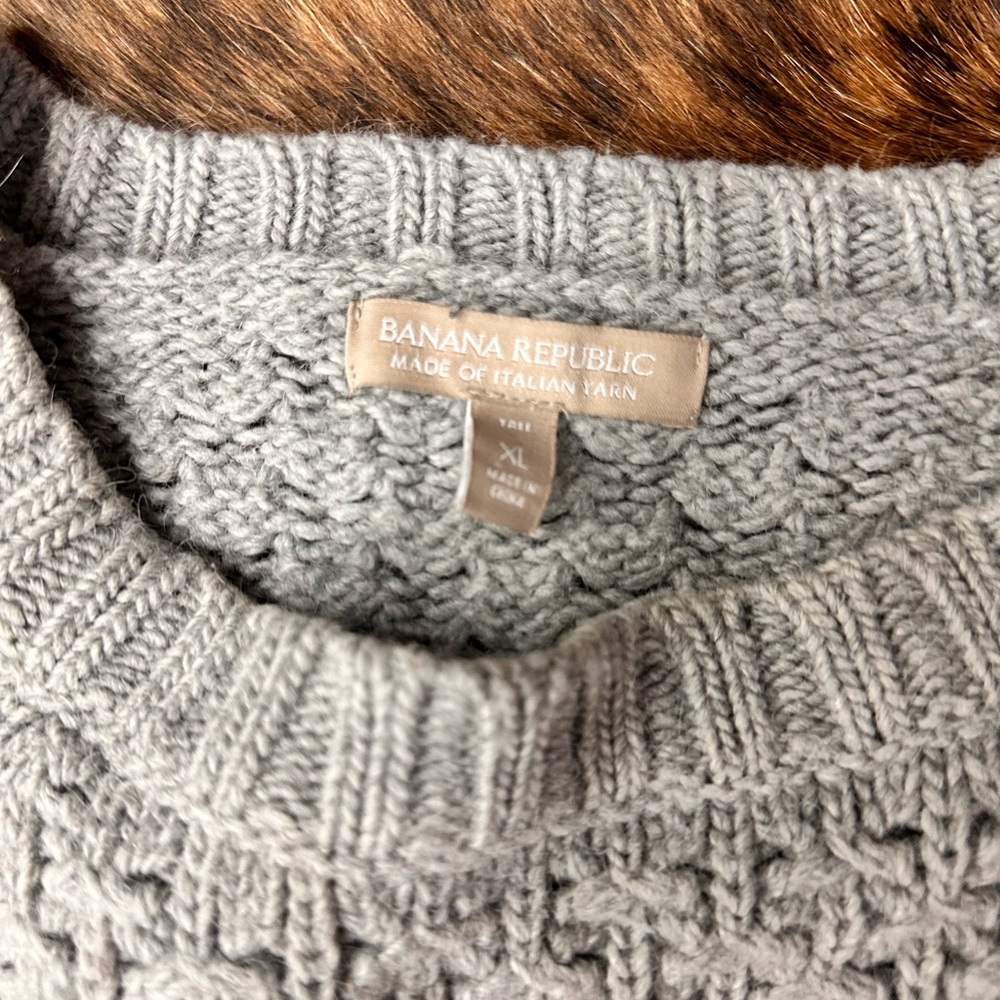 Banana Republic Women's Heather Gray Textured Sweater - Picture 2 of 4